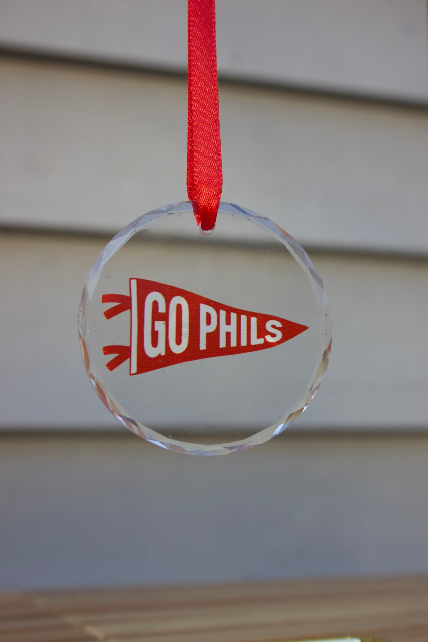 Go Phils Pennant Glass Ornament