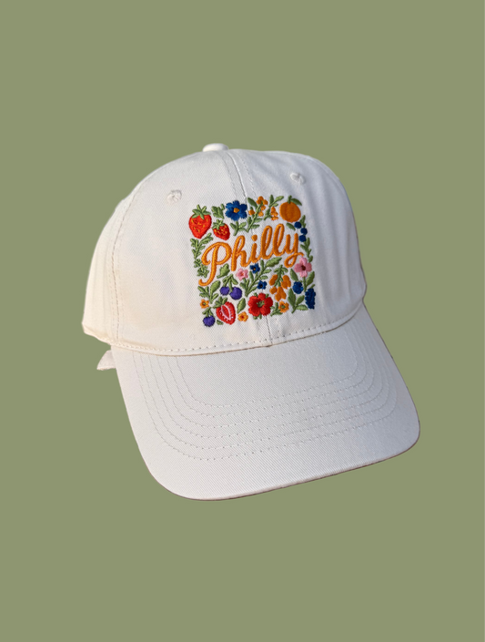 Philly Floral Fruit Embroidered Hat