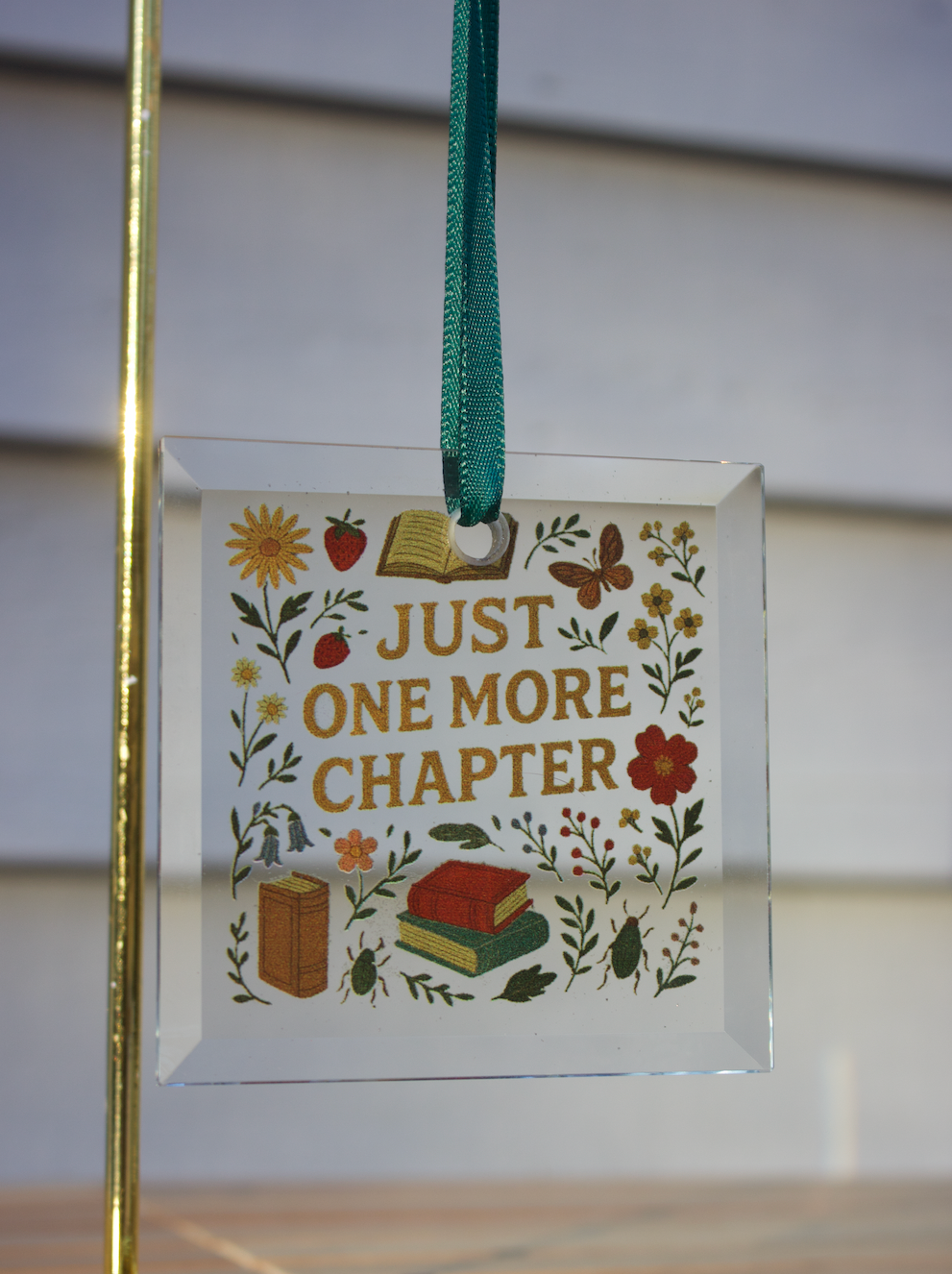Just One More Chapter Bookish Glass Ornament