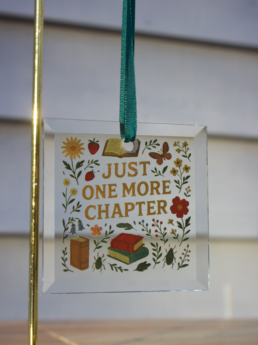 Just One More Chapter Bookish Glass Ornament