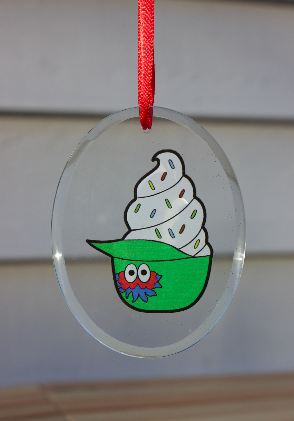 Phillie Phanatic Ice Cream Helmet Glass Ornament